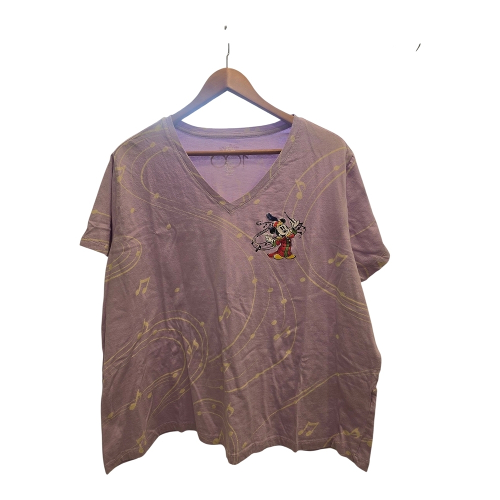 Purple Graphic T-Shirt with Mickey Mouse Disney 100 Year Celebration